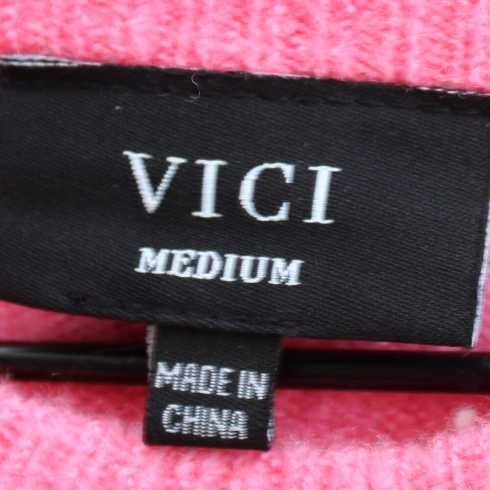 Vici Hot Pink Kayda Cropped Short Sleeve Knit Pullover Sweater Top Size Medium - Picture 3 of 6